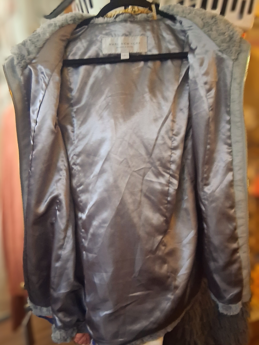 Marc New York Plush Zip-Front Vest in Grey - Picture 5 of 5